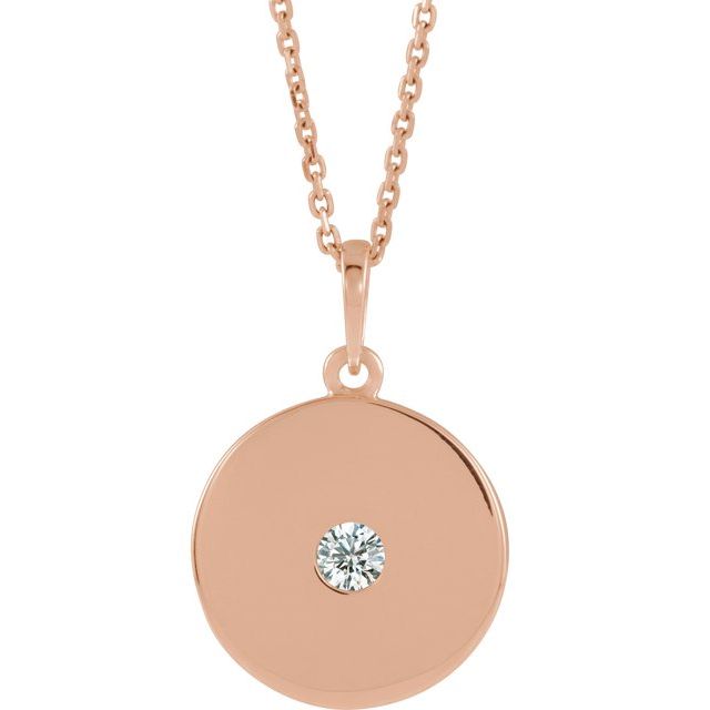 14K Rose Gold 1/10 CTW Natural Diamond Disc 16-18