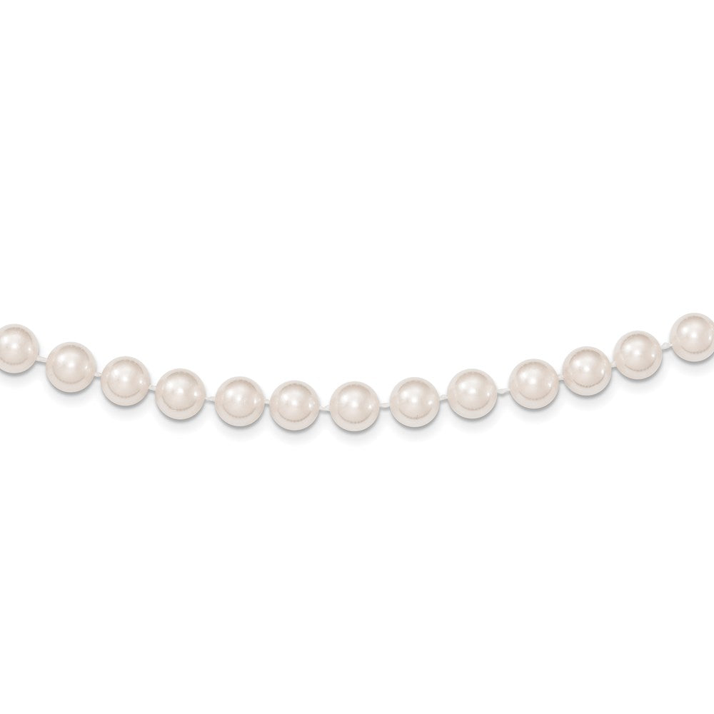 14k 7-8mm Round White Gold Saltwater Akoya Cultured Pearl Necklace