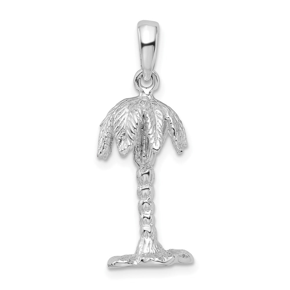Sterling Silver Polished/Textured 3D Palm Tree Pendant
