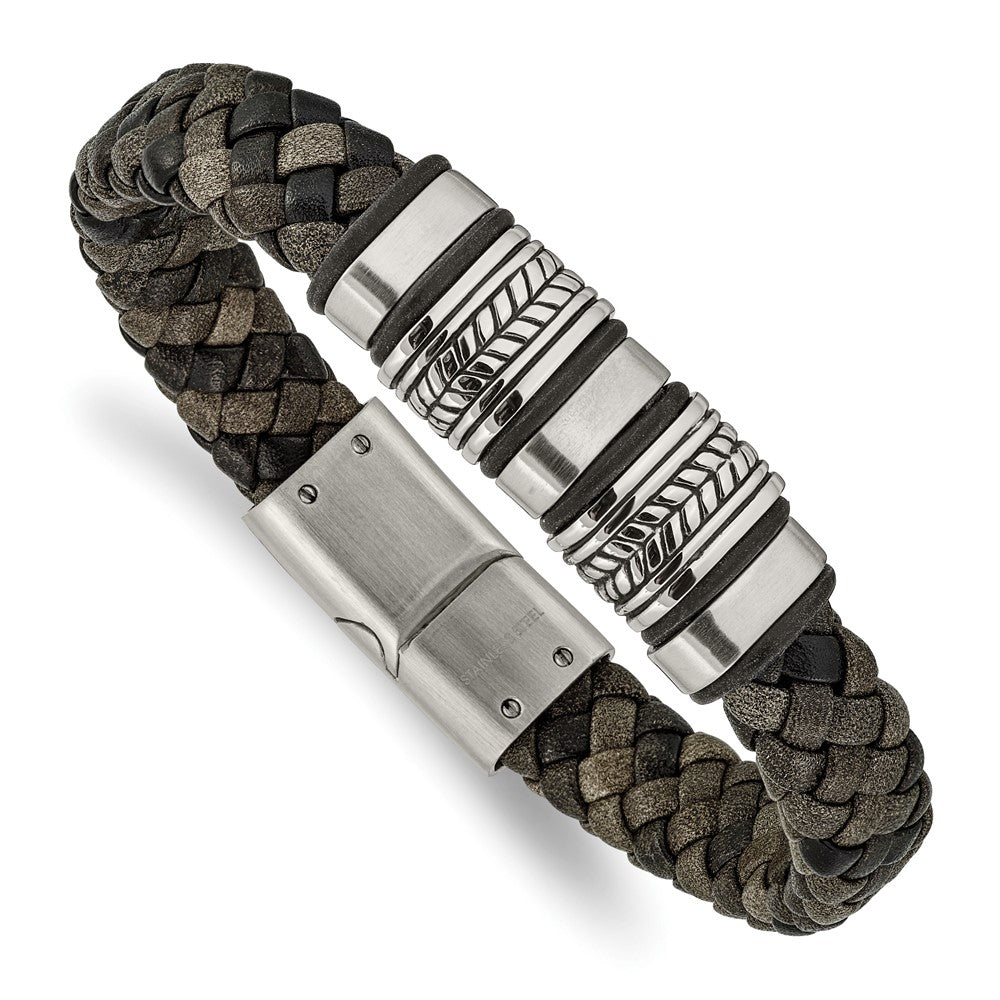 Chisel Stainless Steel Antiqued Brushed and Polished Braided Black