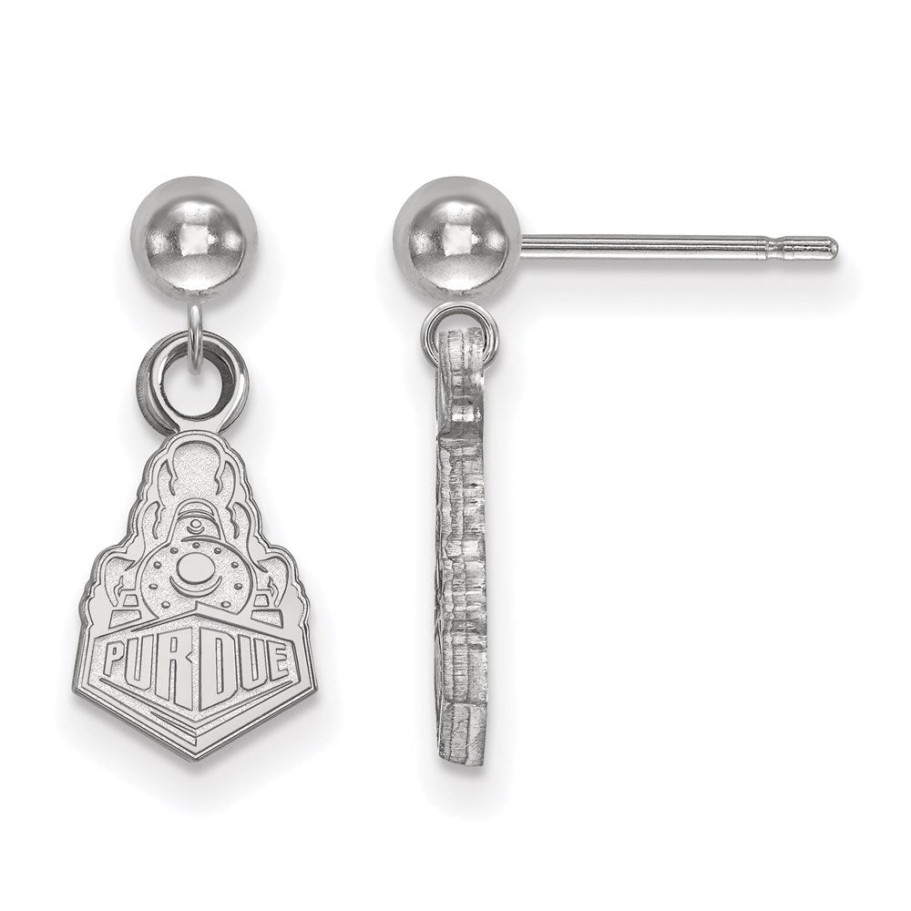 14k White Gold Purdue University Boilermakers Train Logo Dangle Ball Post  Earrings