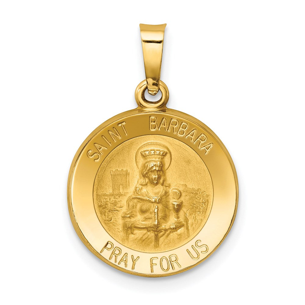 14k Yellow Gold Polished and Satin St. Barbara Medal Hollow