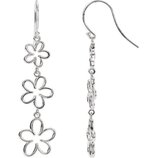 Sterling Silver Flower Dangle Earrings 1