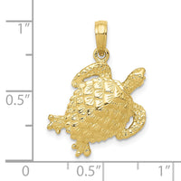 10K Solid Polished Open-Backed Turtle Pendant 3