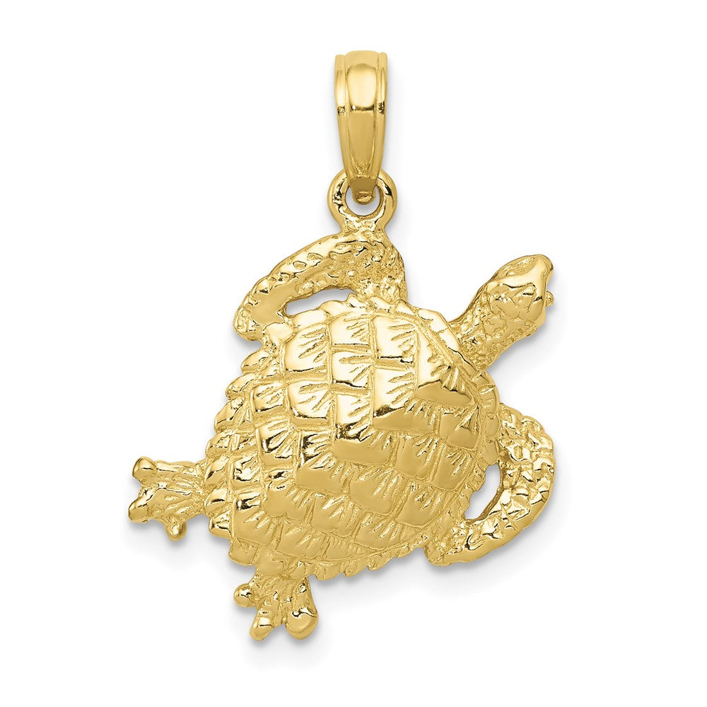 10K Solid Polished Open-Backed Turtle Pendant 1