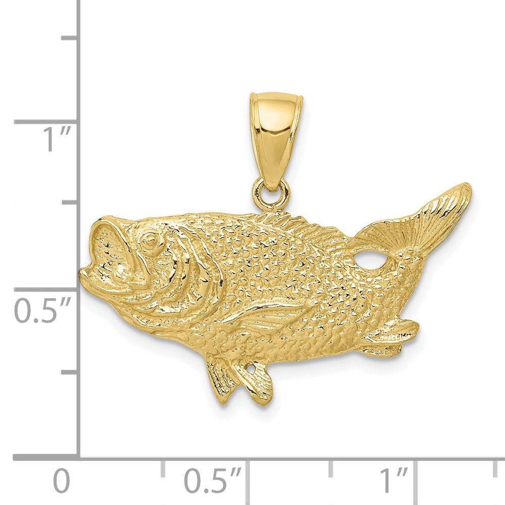 10K Polished Open-Backed Bass Fish Pendant 3