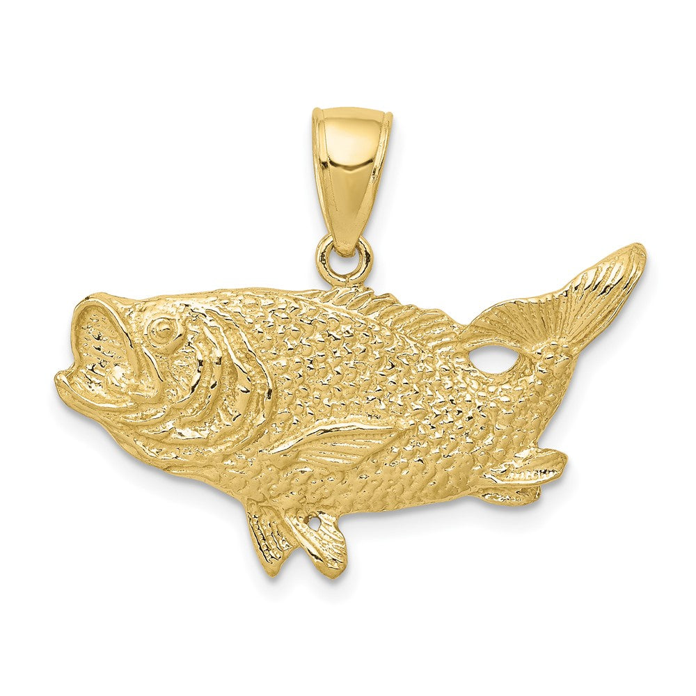 10K Polished Open-Backed Bass Fish Pendant 1