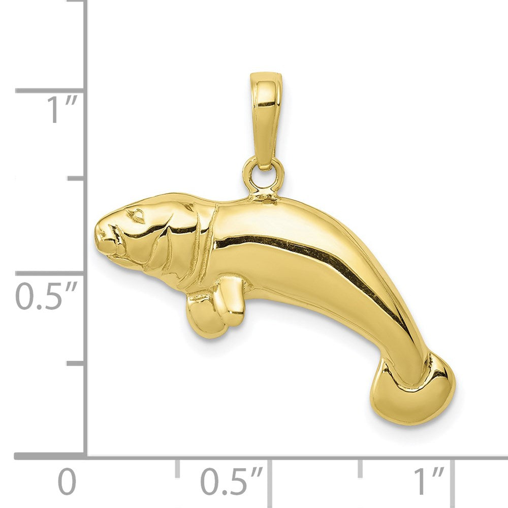 10K Solid Polished Manatee Pendant 3