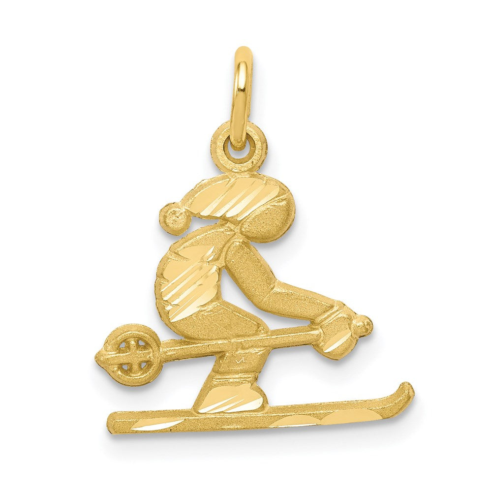 10k Diamond-cut Skier Charm