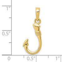 10K 3D Fish Hook Pendant 3