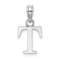 10K White Gold Polished T Block Initial Charm