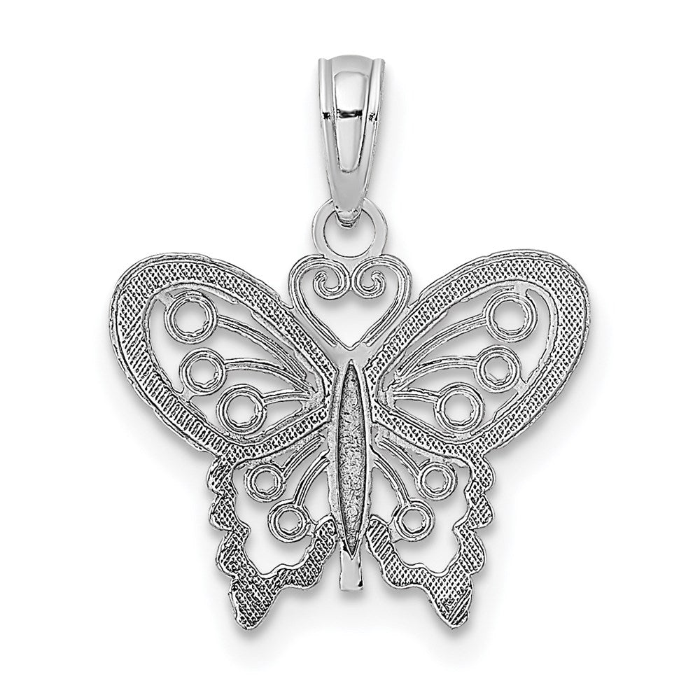 10K White Gold Polished Butterfly Charm