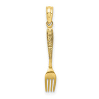 10K w/ Black Enamel 3-D Table Fork Charm