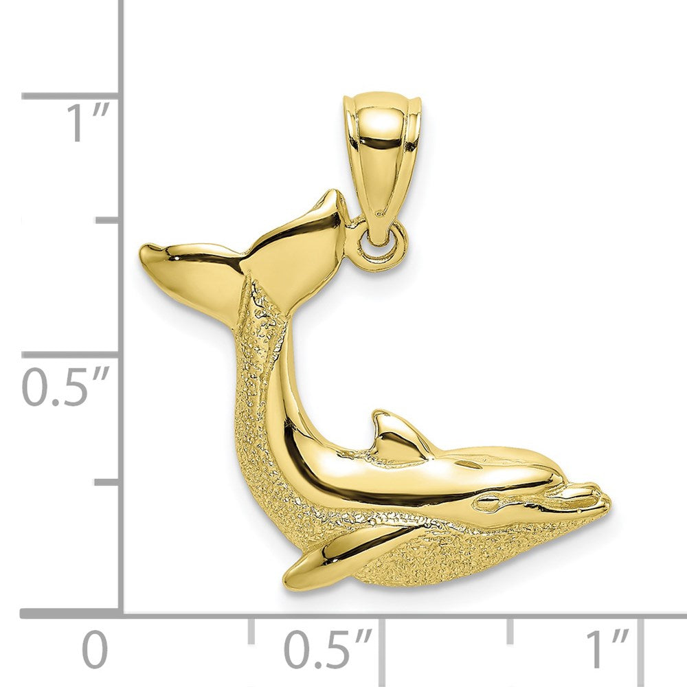 10K Textured Dolphin Jumping Charm 3