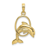 10K Polished Dolphin Jumping Through Hoop Charm 1