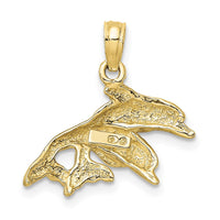 10K Polished Double Dolphins Jumping Charm 4