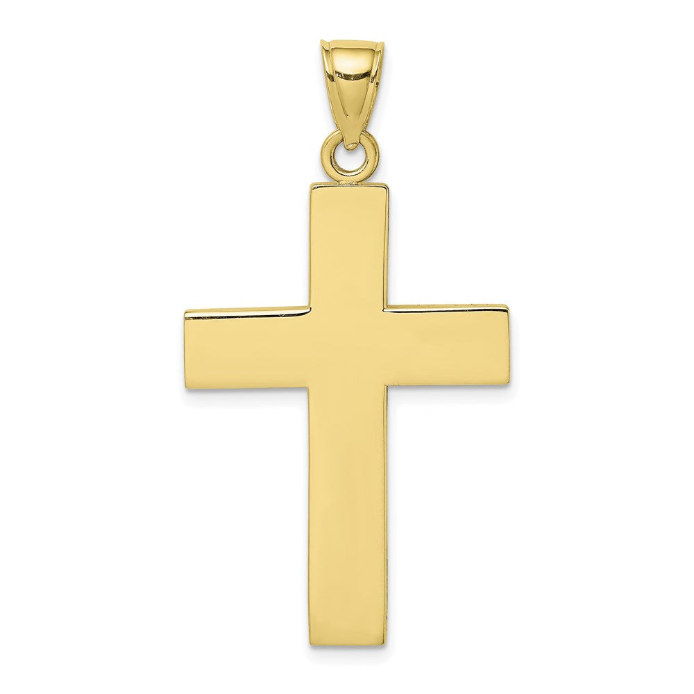 10K Polished Large Block Cross w/ Open Back Charm