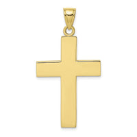 10K Polished Large Block Cross w/ Open Back Charm