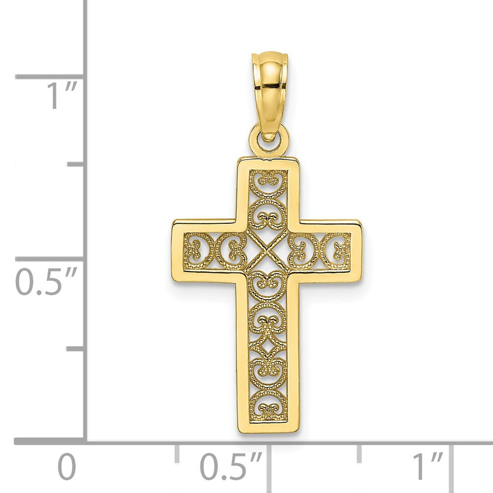 10K Textured Lace Center Cross Charm