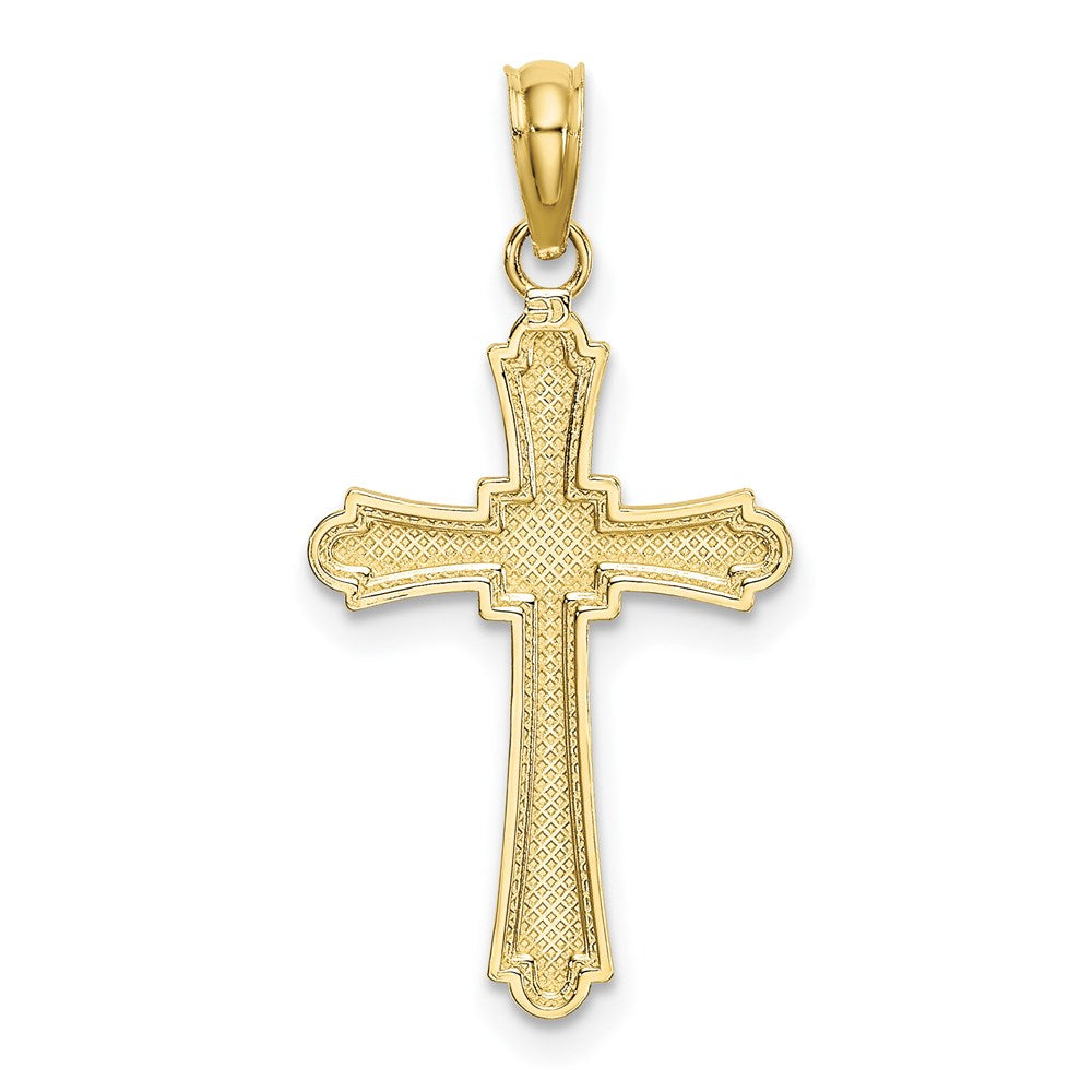 10K D/C Striped Cross Charm