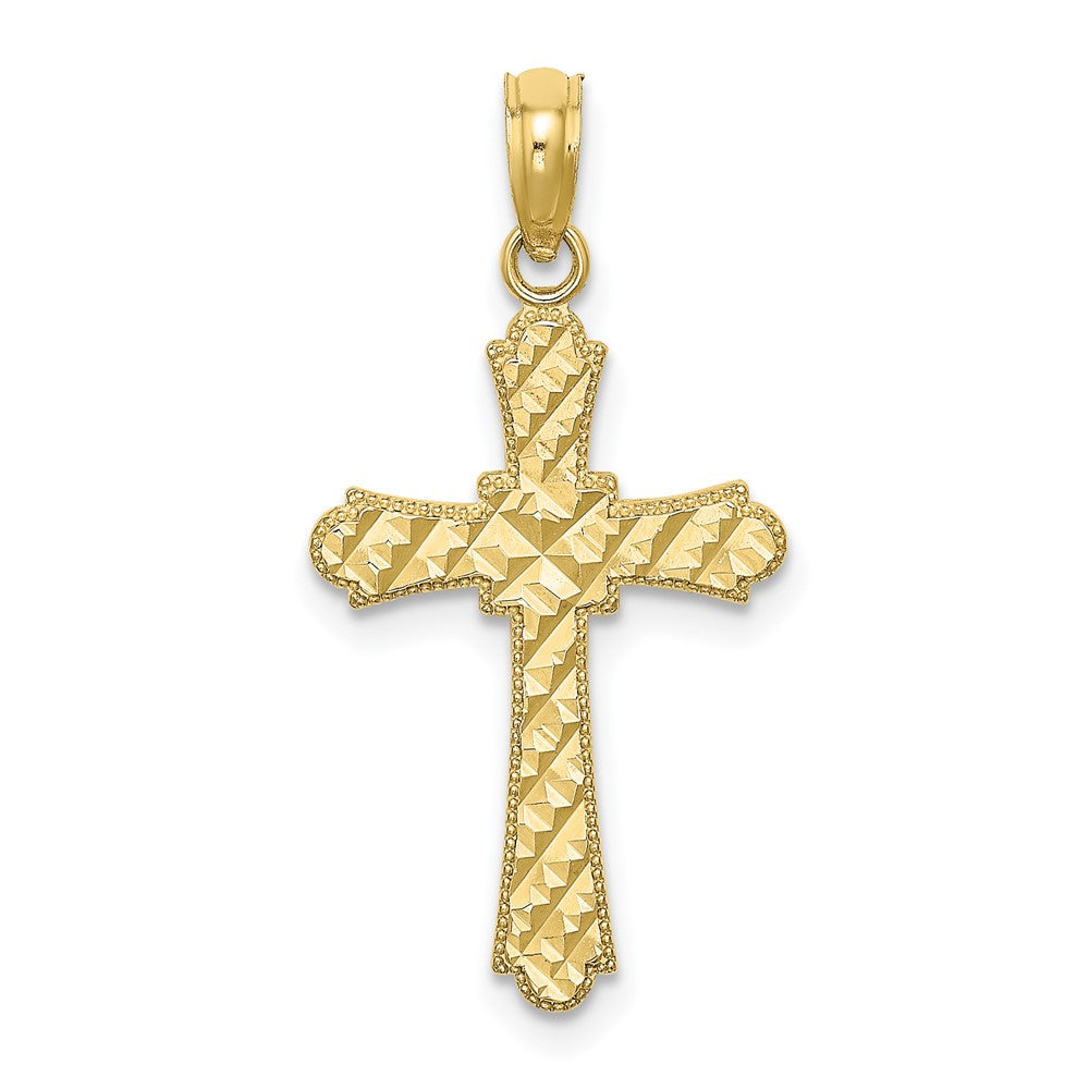 10K D/C Striped Cross Charm