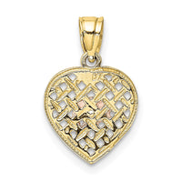 10K Tri-Color Double Dolphins On Woven Heart Charm 4