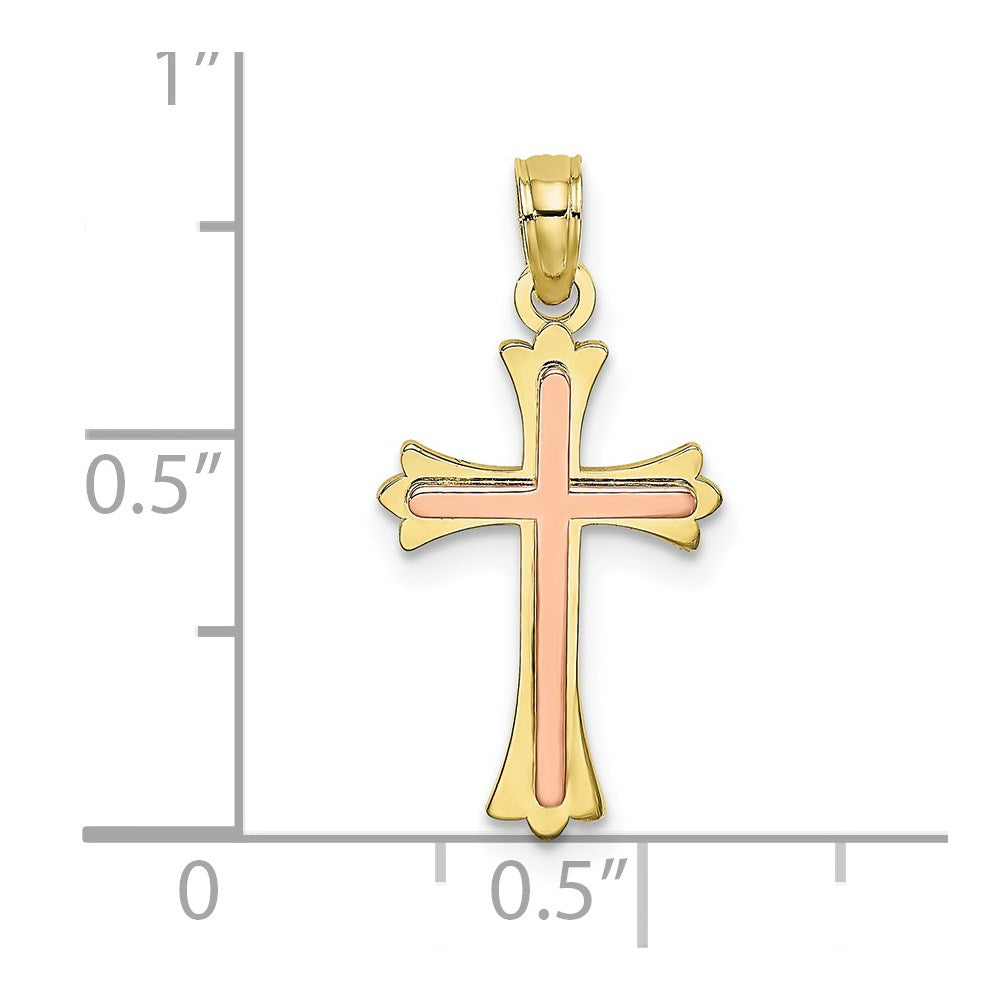 10K Two-Tone Cross Charm