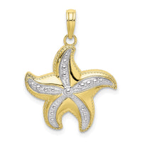 10K w/Rhodium D/C Polished Starfish Charm 1