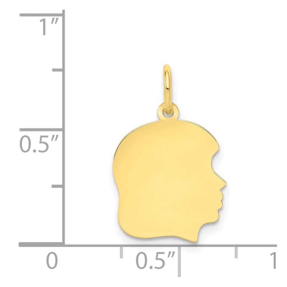 10K Plain Medium .013 Gauge Facing Right Engravable Girl Head Charm