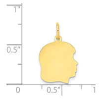 10K Plain Medium .013 Gauge Facing Right Engravable Girl Head Charm