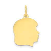 10K Plain Medium .013 Gauge Facing Right Engravable Girl Head Charm