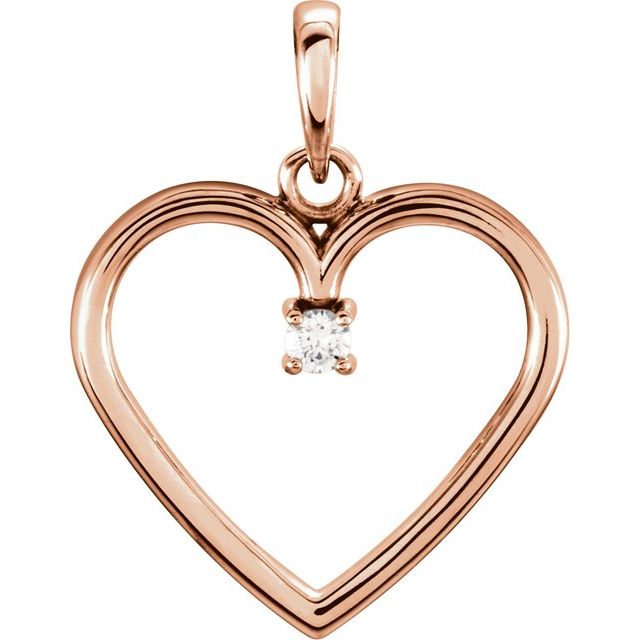 14K Rose .04 CTW Diamond Heart Pendant 1