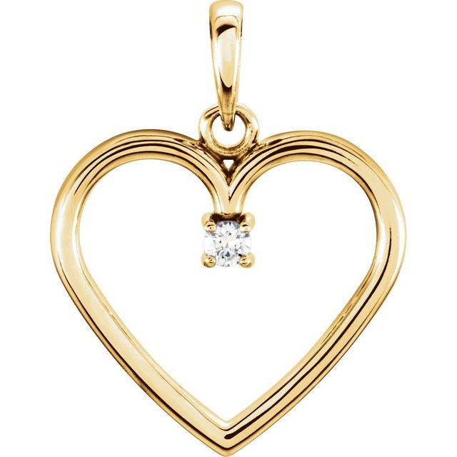 14K Yellow .04 CTW Diamond Heart Pendant 1