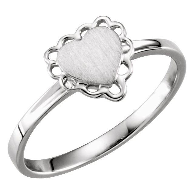 Sterling Silver 7x6 mm Heart Signet Ring 1