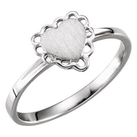 Platinum 7x6 mm Heart Signet Ring 1