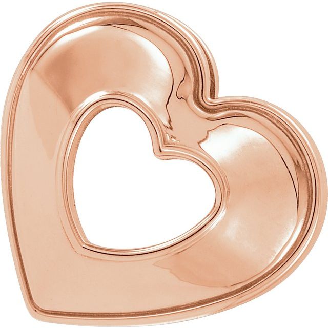 14K Rose 14x14 mm Heart Slide Pendant 1