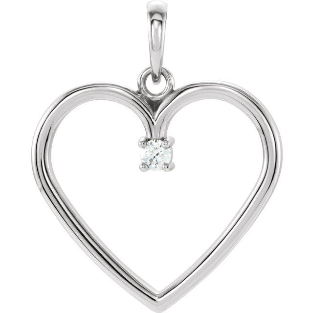 Sterling Silver .04 CTW Diamond Heart Pendant 1