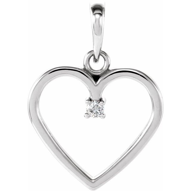 14K White .025 CTW Diamond Heart Pendant 1