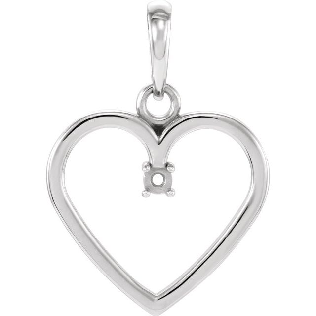 Sterling Silver 1.7 mm Heart Pendant Mounting 1