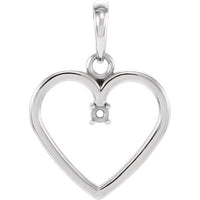 Sterling Silver 1.7 mm Heart Pendant Mounting 1