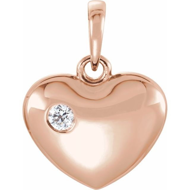 14K Rose .05 CT Diamond 16.75x12.15 mm Heart Pendant 1