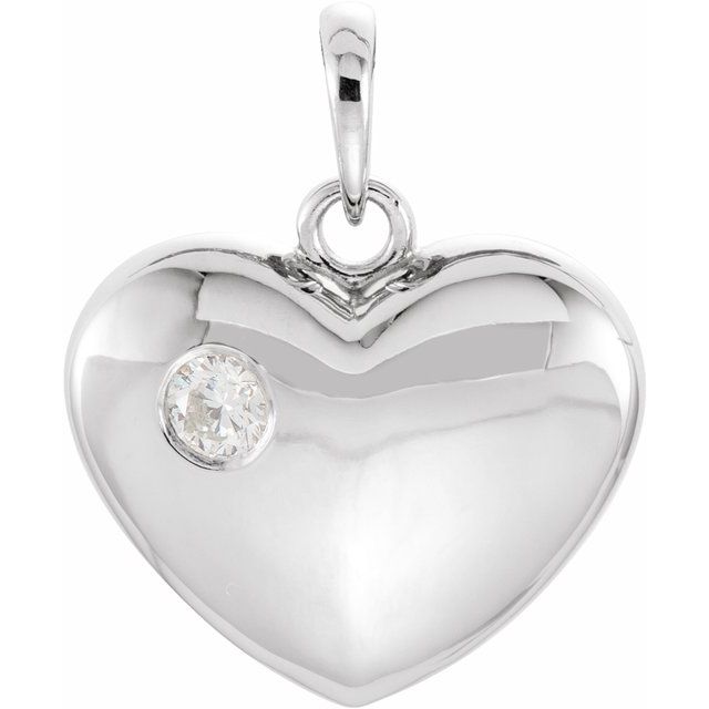 14K White 1/10 CT Diamond 20.15x16 mm Heart Pendant 1