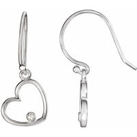 Sterling Silver .03 CTW Diamond Heart Earrings 1