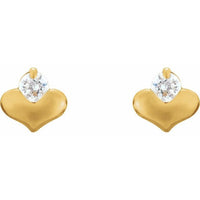 14K Yellow 2.25 mm Round Cubic Zirconia Heart Earrings 2