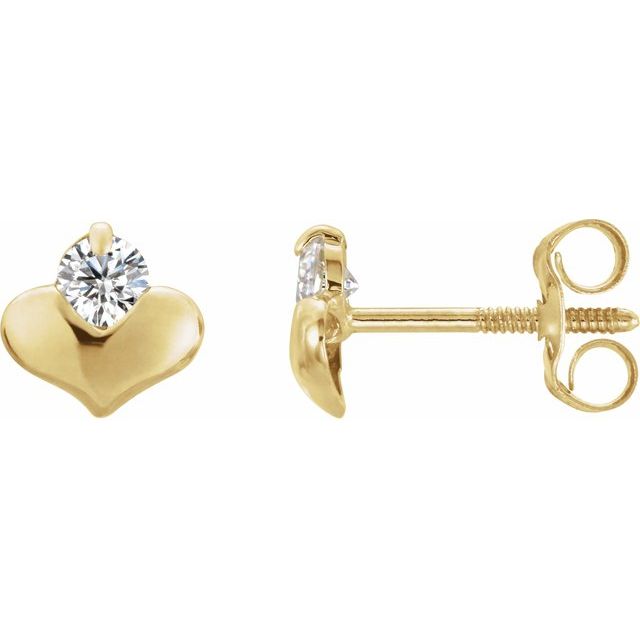 14K Yellow 2.25 mm Round Cubic Zirconia Heart Earrings 1