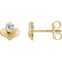 14K Yellow 2.25 mm Round Cubic Zirconia Heart Earrings 1