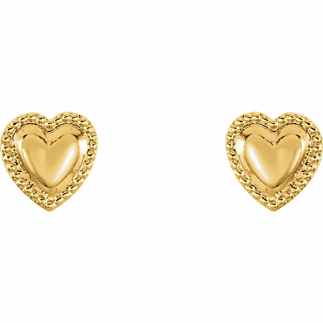 14K Yellow Heart Earrings 2