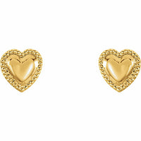 14K Yellow Heart Earrings 2