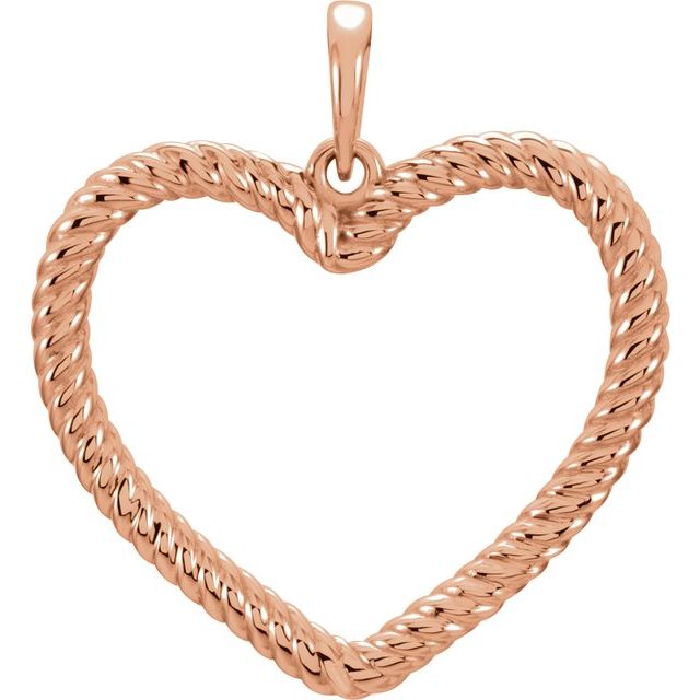 14K Rose Rope Heart Pendant 1