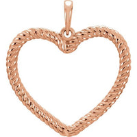 14K Rose Rope Heart Pendant 1